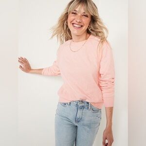 NWT! Old Navy Baby Pink Long-Sleeve Vintage Quilted Sweatshirt - Large 🔥